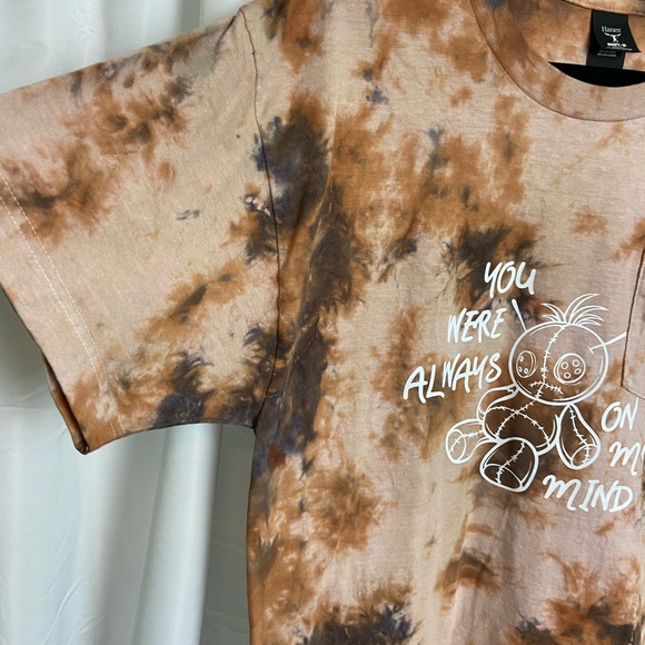 Voodoo Doll Tye-Dye Brown and Tan Short Sleeve Shirt, Unisex Size L - Picture 4 of 5